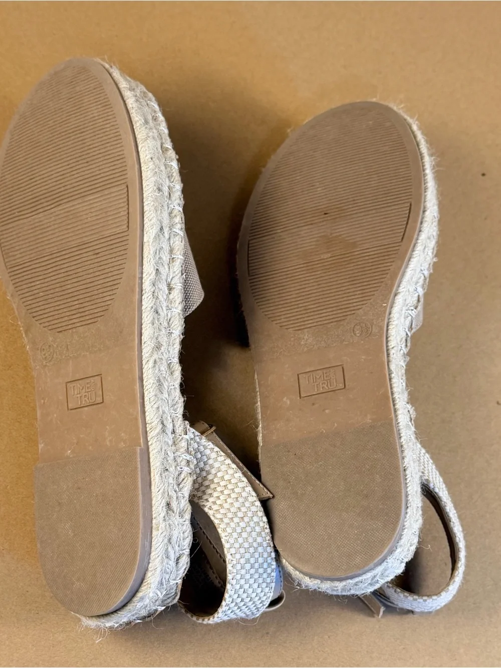 Time and Tru Beige Woven Espadrille Platform Sandals